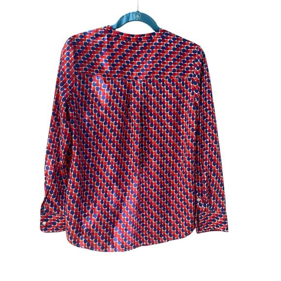 Talbots Blouse Women’s 6 Red Blue Orange Pullover Long sleeve Polyester Career - Picture 2 of 6